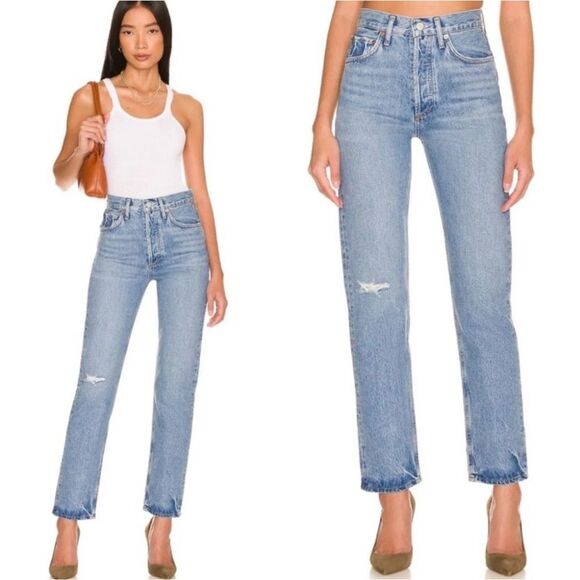 Agolde 90s Pinch Waist Straight Leg Medium Wash Jeans - Women’s US 25 - Picture 1 of 11